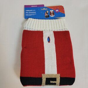Vibrant Life Size Medium Dog Santa Claus Sweater Costume 20-50lbs Christmas